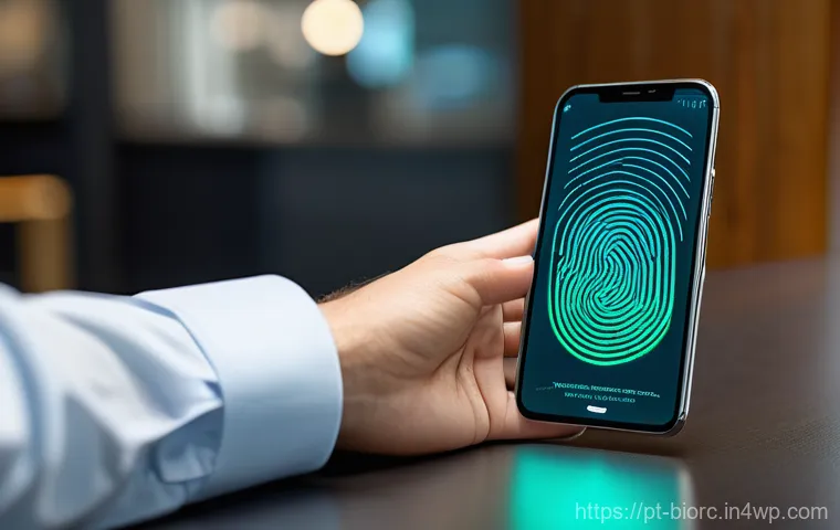 생체인식 시스템 사용 시 발생 가능한 위험 - **Prompt 1: "A young adult, dressed in smart casual attire, effortlessly unlocks a sleek, minimalist...