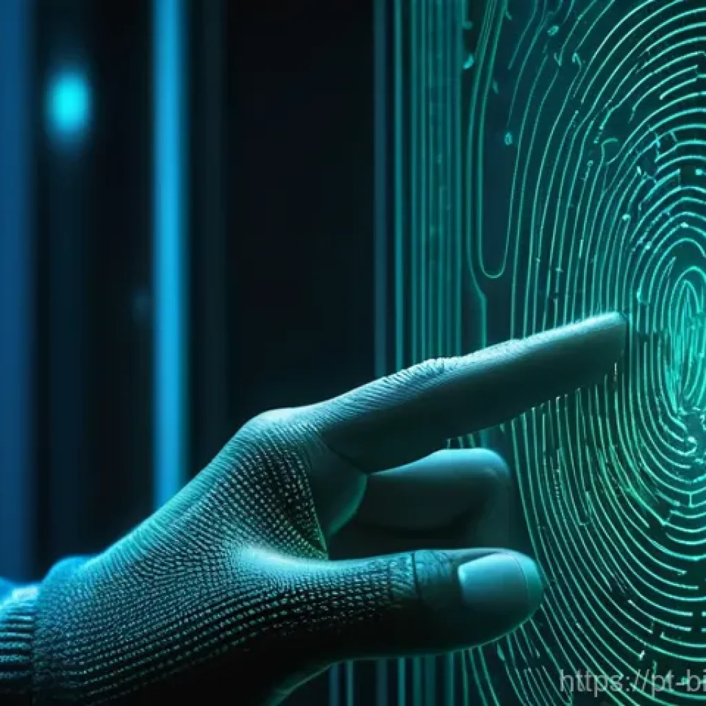 생체인식 데이터 암호화 방법 - **Prompt: Secure Biometric Authentication with Encryption**
    "A close-up of an adult's hand with ...