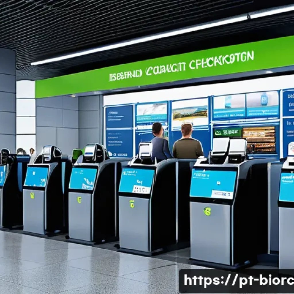 생체인식 시스템의 성공적인 도입 사례 - A modern Brazilian airport terminal scene showing diverse passengers in casual clothing moving throu...